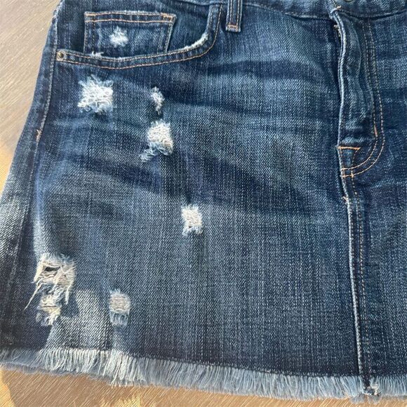 Current/Elliott Women's Size 31 Blue Distressed Mini Skirt Frayed Hem - Picture 4 of 10
